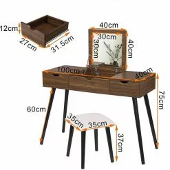 EUGAD Schminktisch, mit Aufklappbarem Spiegel, Schreibtisch mit 2 Schubladen, 100x40x75cm(L*B*H), Kosmetiktisch Computertisch mit große Tischplatte Eiche Weiß -Eugad Möbel Einkaufen a9eb29e7 3388 5880 a005 4cd8a587b11e