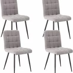 EUGAD Esszimmerstuhl (4 Stück), Polsterstuhl Wohnzimmerstuhl Samtstuhl Sessel mit Rückenlehne, Metallbeine, Sitzfläche aus Samt, Blau Creme, Dunkelgrau, Hellgrau, Rosa -Eugad Möbel Einkaufen a9fb02d3 9f54 4d5e a634 290ddecd3982