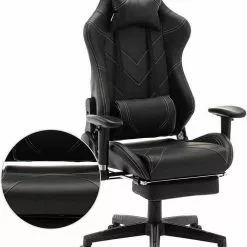 EUGAD Gaming Chair, Bürostuhl, Gaming Stuhl, Kunstleder, mit einstellbaren Armlehnen Rot Blau, Schwarz, Weiß 48 EUGAD Gaming Chair, Bürostuhl, Gaming Stuhl, Kunstleder, mit einstellbaren Armlehnen Rot Blau, Schwarz, Weiß -Eugad Möbel Einkaufen aa47c766 1b31 5179 ba20 91fbe2262ffc