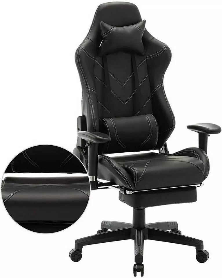 EUGAD Gaming Chair, Bürostuhl, Gaming Stuhl, Kunstleder, mit einstellbaren Armlehnen Rot Blau, Schwarz, Weiß 21 EUGAD Gaming Chair, Bürostuhl, Gaming Stuhl, Kunstleder, mit einstellbaren Armlehnen Rot Blau, Schwarz, Weiß – Bild 21
