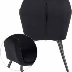 EUGAD Polsterstuhl (1 Stück), Küchenstuhl Samt Stuhl Sessel mit Armlehne, Metallbeine, für Esszimmer Wohnzimmer, Schwarz Dunkelgrau -Eugad Möbel Einkaufen aa735ca1 b886 4881 841e 3f2ff9408355