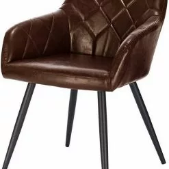 EUGAD Esszimmerstuhl, aus Kunstleder mit Armlehnen und Rückenlehne Gestell aus Metall Schwarz Braun, Dunkelbraun, Dunkelgrau -Eugad Möbel Einkaufen aa98d3db b9ba 5b46 bb47 2675d4a03368