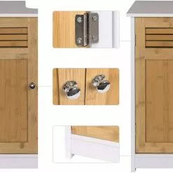 EUGAD Waschbeckenunterschrank Unterschrank Badezimmerschrank Waschtisch Badschrank mit 2 Türen 60x30x60cm aus MDF Weiß+Natur Wei&szlig;+Grau, Wei&szlig;+Natur -Eugad Möbel Einkaufen aa9c5aa1 5e4d 5a1b b94e 58a92b2c8386