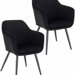 EUGAD Polsterstuhl (1 Stück), Küchenstuhl Samt Stuhl Sessel mit Armlehne, Metallbeine, für Esszimmer Wohnzimmer, Schwarz Dunkelgrau -Eugad Möbel Einkaufen aaa03283 ffbd 43a8 99fa a437b3f05104