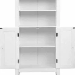 EUGAD Badkommode, Badschrank Beistellschrank, mit Doppeltür, 4 Fächern, MDF, Weiß -Eugad Möbel Einkaufen aafdac0e 350b 5e2a acc1 3a291a92f2a3