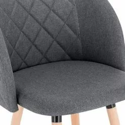 EUGAD Esszimmerstuhl (1 Stück), Küchenstuhl Wohnzimmerstuhl Polsterstuhl, Retro Design, gepolsterte Sitzfläche aus Leinen, Massivholz, Dunkelgrau -Eugad Möbel Einkaufen ac4576fd e528 59e6 88da 23c7f5a0047e