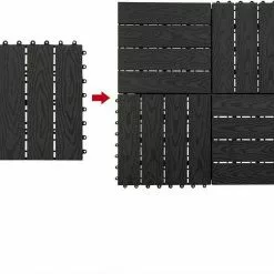 EUGAD WPC-Fliesen, WPC Fliesen Klickfliesen in Holzoptik 11 Stücke für 1m² Grau Anthrazit, Braun, Coffee, Hellgrau -Eugad Möbel Einkaufen af0dfbd2 75d8 5a1c 9e76 8542446d0647