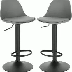 EUGAD Barhocker (Set, 2 St), 2er-Set mit Rückenlehne, Barstühle Höhenverstellbar und 360° Drehbar, Zeitgenössisch für Esszimmer, Bar Grau Schwarz