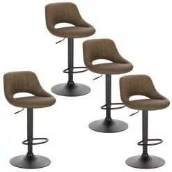 EUGAD Barhocker, 4er-Set Tresenhocker aus Kunstleder Gestell aus Stahl Dunkelbraun Anthrazit, Grau