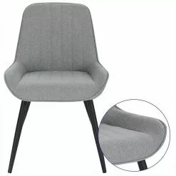 EUGAD Polsterstuhl (2 Stück), Esszimmerstühle aus Leinen mit stabilen Metallbeinen, mit Rückenlehne und gepolsterter Sitzfläche Dunkelgrau, Hellgrau -Eugad Möbel Einkaufen b4406bd5 f502 524c b705 03e2d873abfd