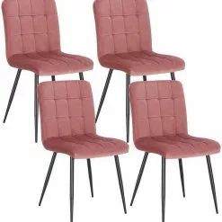 EUGAD Esszimmerstuhl (4 Stück), Polsterstuhl Wohnzimmerstuhl Samtstuhl Sessel mit Rückenlehne, Metallbeine, Sitzfläche aus Samt, Blau Creme, Dunkelgrau, Hellgrau, Rosa -Eugad Möbel Einkaufen b44e1017 298b 445b b375 e2912dc2276a