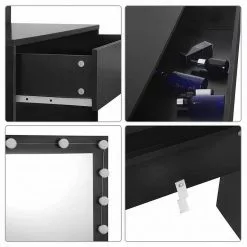EUGAD Schminktisch, Frisiertisch 10 LED-Lampen mit Schubladen 80x40cm Schwarz Weiß -Eugad Möbel Einkaufen b4e91714 e95d 5d63 935d 5776224167d4