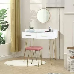 EUGAD Schminktisch, mit 3 Schubladen Tischplatte 100x40cm, Kosmetiktisch für Schlafzimmer, Weiß -Eugad Möbel Einkaufen b4f70da2 593e 4706 944b 25b62c9b917e