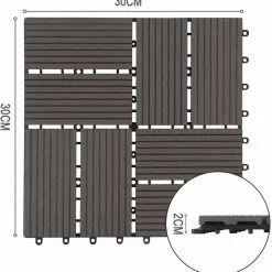 EUGAD WPC-Fliesen, 11 Stück WPC Terrassenfliesen Klickfliesen 30x30cm Hellgrau Anthrazit, Coffee, Dunkelgrau -Eugad Möbel Einkaufen b5731d4d 9398 58df 9070 8bf53bf65149