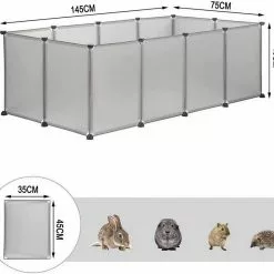 EUGAD Freigehege, Freigehege für Kaninchen Hasen Meerschweinchen Welpenauslauf DIY, 12 Platten 145 x 75 x 46 cm Grau, Schwarz, Transparent, Weiß -Eugad Möbel Einkaufen b82eea82 b859 58aa 941d f9510f1cd791