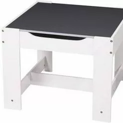 EUGAD Kindersitzgruppe, (3-tlg), 1 Kindertisch und 2 Stühle mit Stauraum, Maltisch für Kinder Kindermöbel Set, Tischplatte abnehmbar Weiß