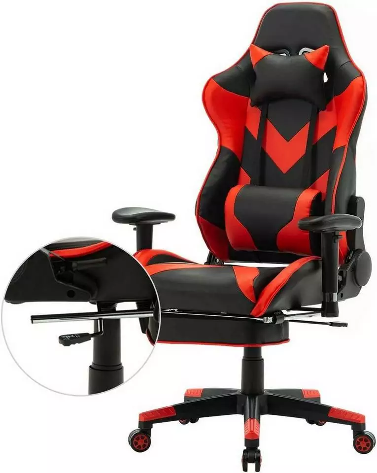 EUGAD Gaming Chair, Bürostuhl, Gaming Stuhl, Kunstleder, mit einstellbaren Armlehnen Rot Blau, Schwarz, Weiß 6 EUGAD Gaming Chair, Bürostuhl, Gaming Stuhl, Kunstleder, mit einstellbaren Armlehnen Rot Blau, Schwarz, Weiß – Bild 6