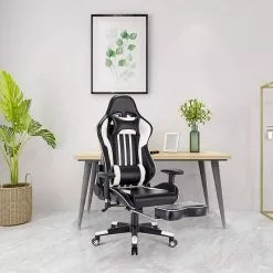 EUGAD Gaming-Stuhl (1 Stück), Racing Stuhl mit Fußstütze Racing Stuhl Drehstuhl Bürostuhl Schreibtischstuhl PC Stuhl mit Wippfunktion Höhenverstellbar Kunstleder Rot Grau, Wei&szlig; -Eugad Möbel Einkaufen ba19143c a306 5cba a47c c48390fa9763