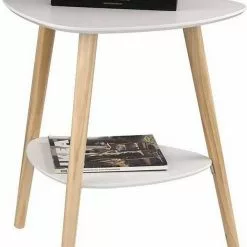 EUGAD Beistelltisch (1-St), Sofatisch Couchtisch Nachttisch Nachtkommode Nachtschrank Kaffeetisch mit 2 Ablagefäche Holzbeine MDF 50x40x55cm Weiß