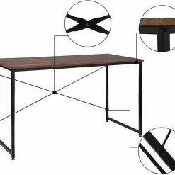 EUGAD Schreibtisch, mit Bücherregal 120x60x70 cm Schwarz Marmor Holz Vintage -Eugad Möbel Einkaufen bbcc9a15 3112 5697 9fe8 d0c8244f9b59