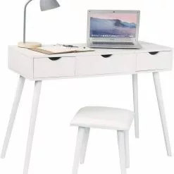 EUGAD Schminktisch, mit Aufklappbarem Spiegel, Schreibtisch mit 2 Schubladen, 100x40x75cm(L*B*H), Kosmetiktisch Computertisch mit große Tischplatte Eiche Weiß -Eugad Möbel Einkaufen bc32699c 0d94 5048 a979 ec6b3d165465