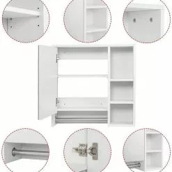 EUGAD Spiegelschrank Hängeschrank mit 6 Ablagen mit Tür 60x20x60cm Weiß -Eugad Möbel Einkaufen bc3a58a4 1097 533a a5ab 56dd145563b7