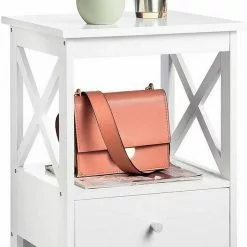 EUGAD Nachttisch, Beistelltisch Nachtschrank Nachtkommode Sofatisch aus MDF mit Schublade und Ablage für Schlafzimmer oder Wohnzimmer Weiß -Eugad Möbel Einkaufen bd6b557b 6f2a 5c67 bca4 28b91f4166e0