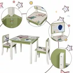 EUGAD Kindersitzgruppe, (3-tlg), Kinder Tischset mit Kantenschutz im Kinderzimmer Kindermöbel aus MDF und Kiefernholz Zoomotive(1 Tisch und 2 Stühle, 3-tlg) -Eugad Möbel Einkaufen bdc9b3ab a013 4ccd 8837 0109a908fc3d