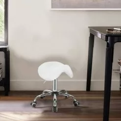 EUGAD Drehstuhl (1 Stück), Sattelhocker gepolstert höhenverstellbar aus Kunstleder Grau Schwarz, Wei&szlig; -Eugad Möbel Einkaufen be7fe467 3510 5e3d aa15 c538163aa276