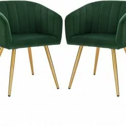 EUGAD Esszimmerstuhl, 2er-Set Esszimmerstuhl Polsterstuhl aus Samt Dunkelgrün Dunkelgrau, Dunkelgrün, Rosa, Schwarz