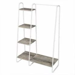 EUGAD Garderobenständer, Kleiderständer,mit Regal, Metall, Holz,im Flur, Wohnzimmer, Dunkelbraun-Schwarz Eiche-Weiß, Sand-Weiß -Eugad Möbel Einkaufen c011bfe8 b5f6 53b8 8c25 b1d91740a130