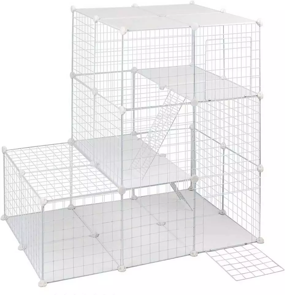 EUGAD Freigehege, Freigehege Kaninchen mit Stauraum Hasen Meerschweinchen Welpenauslauf Laufgitter mit Tür&Treppe DIY Schwarz 48 Platten (35x35cm/Platte) 110x 75 x 110 cm 4 EUGAD Freigehege, Freigehege Kaninchen mit Stauraum Hasen Meerschweinchen Welpenauslauf Laufgitter mit Tür&Treppe DIY Schwarz 48 Platten (35x35cm/Platte) 110x 75 x 110 cm – Bild 4