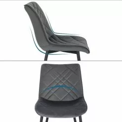 EUGAD Esszimmerstuhl (2 Stück), Küchenstuhl, Polsterstuhl Stuhl,Wohnzimmerstuhl ohne Armlehne, Metallbeine, Samt, Hellgrau Dunkelgrau, Schwarz -Eugad Möbel Einkaufen c0aae153 764a 48bc b00d a40eab2e6cdf