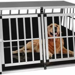 EUGAD Tiertransportbox, Hundetransportbox Alu Doppel Hundebox Reisebox für große Hunde Husky Samojede Weimaraner Labrador Deutscher Schäferhund Boxer 104x91x69cm -Eugad Möbel Einkaufen c13e6127 6709 5cba be06 4e2c40fbdc1f
