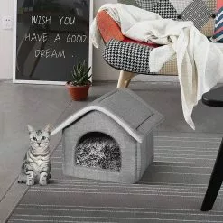 EUGAD Tierbett, Katzenhaus Katzenhöhle herausnehmbarer Matte Dunkelgrau, Hellgrau -Eugad Möbel Einkaufen c17be655 1c96 5907 984d 3fb4fed5a1e1