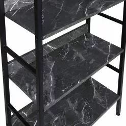 EUGAD Bücherregal, 1-tlg., Standregal, Küchenregal, 5 offenen Regalebenen, MDF, Metall, Schwarz Marmor Golden-Wei&szlig;er Marmor, Vintage -Eugad Möbel Einkaufen c1fb0199 6a12 594e 9eab 0998657a1d88