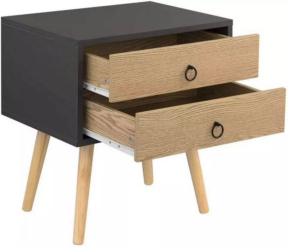 EUGAD Nachttisch, 2er-Set Beistelltisch mit 2 Schubladen Nachtkommode Nachtschrank Holzbeine MDF 46x35x50cm Weiß Grau, Weiß 12 EUGAD Nachttisch, 2er-Set Beistelltisch mit 2 Schubladen Nachtkommode Nachtschrank Holzbeine MDF 46x35x50cm Weiß Grau, Weiß – Bild 12