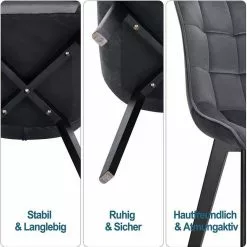 EUGAD Esszimmerstuhl (6 Stück), Wohnzimmerstuhl mit Rückenlehne, Polsterstuhl Küchenstuhl Weich Samt und Holz für ESS- und Wohnzimmer Schwarz Dunkelgrau, Dunkelgrün, Rosa -Eugad Möbel Einkaufen c41271ce a2ad 4e70 895c c9c3f00d3139