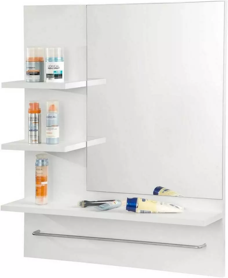 EUGAD Spiegelschrank Hängeschrank mit 3 Ablagen Weiß 7 EUGAD Spiegelschrank Hängeschrank mit 3 Ablagen Weiß – Bild 7