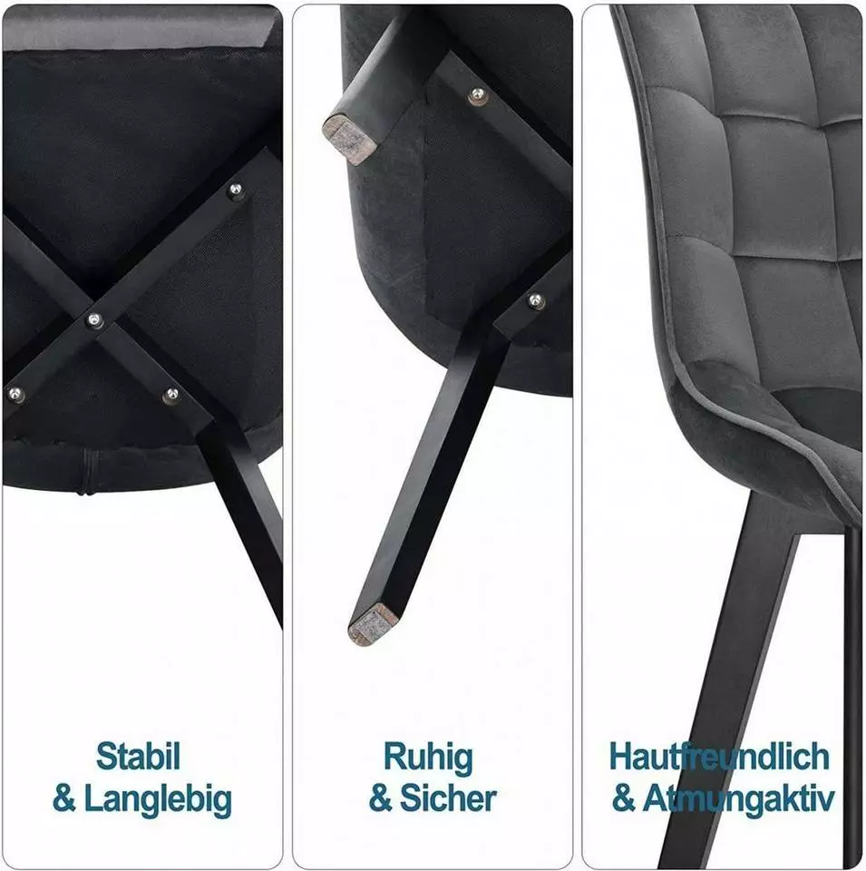 EUGAD Esszimmerstuhl (1 Stück), Wohnzimmerstuhl mit Rückenlehne, Polsterstuhl Küchenstuhl Weich Samt und Holz für ESS- und Wohnzimmer Dunkelgrau Dunkelgrün, Rosa, Schwarz 8 EUGAD Esszimmerstuhl (1 Stück), Wohnzimmerstuhl mit Rückenlehne, Polsterstuhl Küchenstuhl Weich Samt und Holz für ESS- und Wohnzimmer Dunkelgrau Dunkelgrün, Rosa, Schwarz – Bild 8