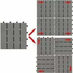 EUGAD WPC-Fliesen, 22 Stück WPC Terrassenfliesen in T-Form 30x30cm Dunkelgrau Anthrazit, Braun, Hellgrau -Eugad Möbel Einkaufen c6e964ef fc5c 5c30 8a41 ee4bdcef8778