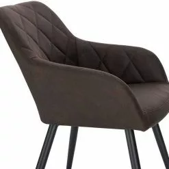 EUGAD Esszimmerstuhl (1 Stück), Wohnzimmerstuhl aus Stoff, Polsterstuhl mit Armlehnen und Rückenlehne, Gestell aus Metall Anthrazit, Braun, Grau -Eugad Möbel Einkaufen c7d9c3f9 bfae 5776 a5f5 cd5cb06325c9