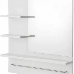 EUGAD Spiegelschrank Hängeschrank mit 3 Ablagen Weiß
