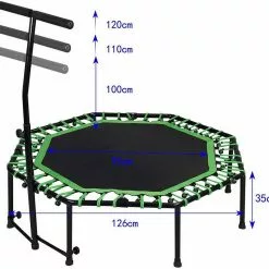 EUGAD Fitnesstrampolin, Fitness Trampolin Indoor Faltbar Ø 126cm mit höhenverstellbarem Haltegriff, leise Gummiseilfederung, belastbar bis 120 kg Grün, Schwarz -Eugad Möbel Einkaufen c9438108 5ffc 490c 95a6 abd27f9ec823