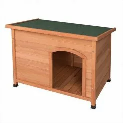 EUGAD Tierhaus, Hundehütte Hundehaus Massivholz draußen Wetterfest Aufklappbar Hellrot 103 x 66 x 71 cm