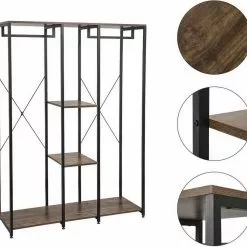 EUGAD Kleiderständer, Wäscheständer Garderobenständer mit Ablage Schwarzrohre und Eiche Platte Schwarz-Hell Eiche, Schwarz-Vintage, Wei&szlig;-Eiche -Eugad Möbel Einkaufen c9a78e46 f91b 5f46 8d77 db3c286bdf9e