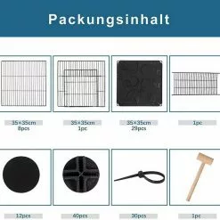 EUGAD Freigehege, mit Bodenplatten Kaninchen Hasen Meerschweinchen Welpenauslauf Laufgitter mit Tür&Treppe Doppelstöckig DIY Schwarz 38 Platten (35x35cm/Platte) 145x75x75 cm -Eugad Möbel Einkaufen c9d8a944 b196 5b85 b370 7121e45fa100