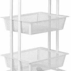 EUGAD Beistellwagen »0030CC«, Rollwagen Küchewagen 3 Gitterkörbe, Rolle mit Bremse 40x76x30 cm Weiß