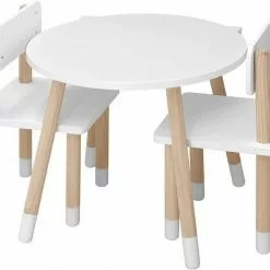 EUGAD Sitzgruppe, Kindertisch mit Stühle, 3tlg. Kindersitzgruppe Kindermöbel, 1 Kindertisch und 2 Kinderstühlen Tischset rund in Katzenform aus MDF und Kiefernholz im Kinderzimmer, Weiß -Eugad Möbel Einkaufen caa4cff5 373e 4311 a47d 3b61bf4975fa