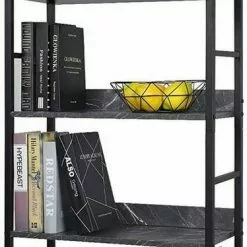 EUGAD Bücherregal, 1-tlg., Standregal, Küchenregal, 5 offenen Regalebenen, MDF, Metall, Schwarz Marmor Golden-Wei&szlig;er Marmor, Vintage -Eugad Möbel Einkaufen cb33e1d8 b2d9 5791 a0ba 4de397f93423